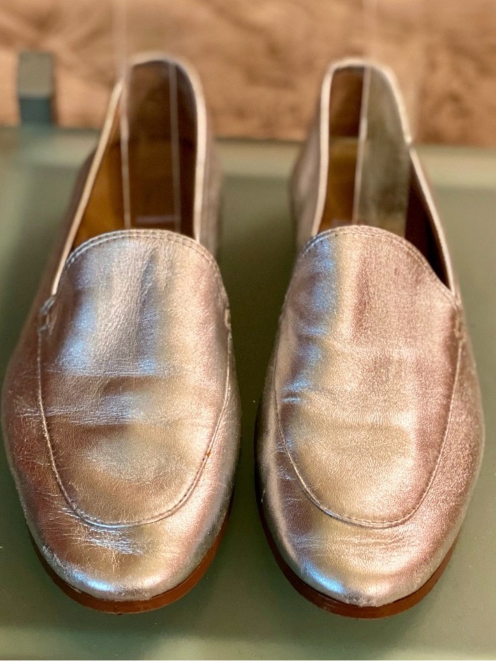 Banana Republic “Demi” Metallic Silver Slip-On Loafers